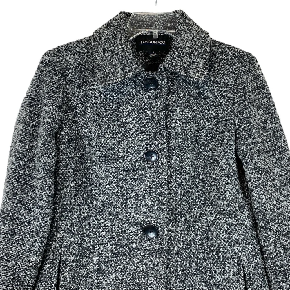 London Fog Blended Wool Coat Black and White size Small - Picture 4 of 9